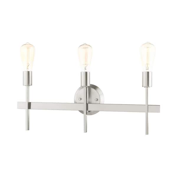 Prague 23.5 in. 3-Light Brushed Nickel Vanity Light