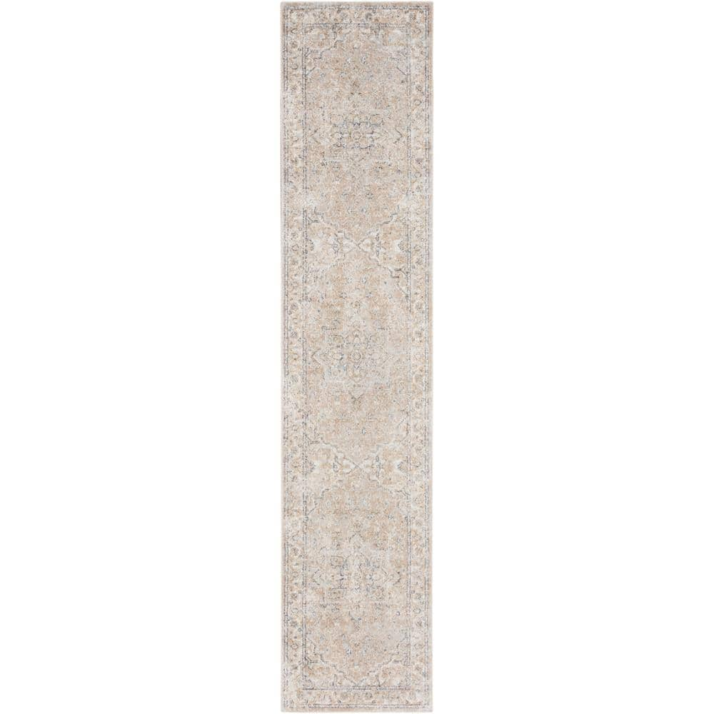 Nourison Astra Machine Washable Beige 2 ft. x 12 ft. Distressed ...