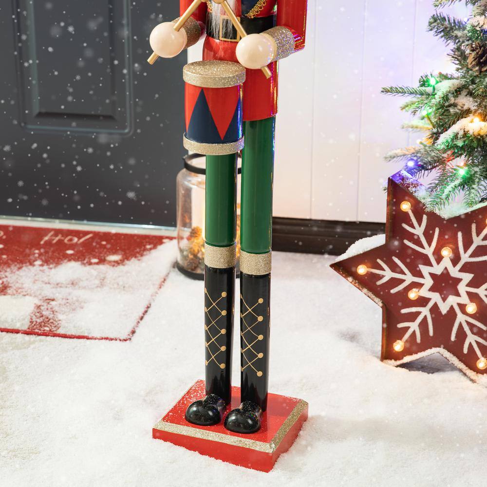 42" Red Green Gold Wooden Christmas Nutcracker with Felt Hat