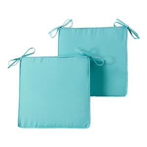 18 in. x 18 in. Teal Square Outdoor Seat Cushion (2-Pack)