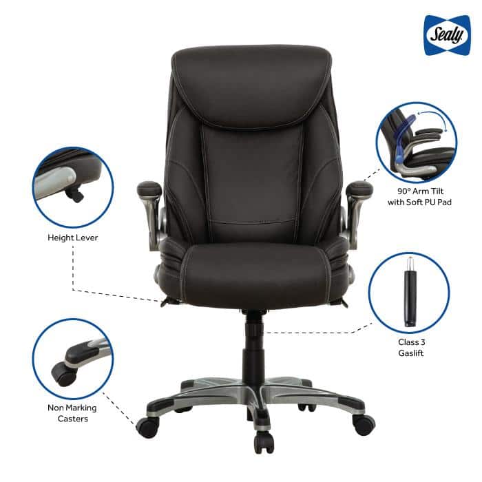 Gray High Back Executive Swivel Office Chair with Adjustable Arms