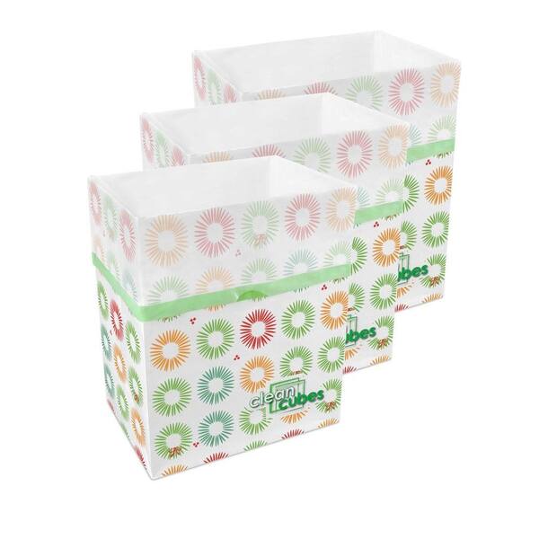 Clean Cubes 10 Gal. Party Pattern Trash Can and Recycling Bin (3-Pack)