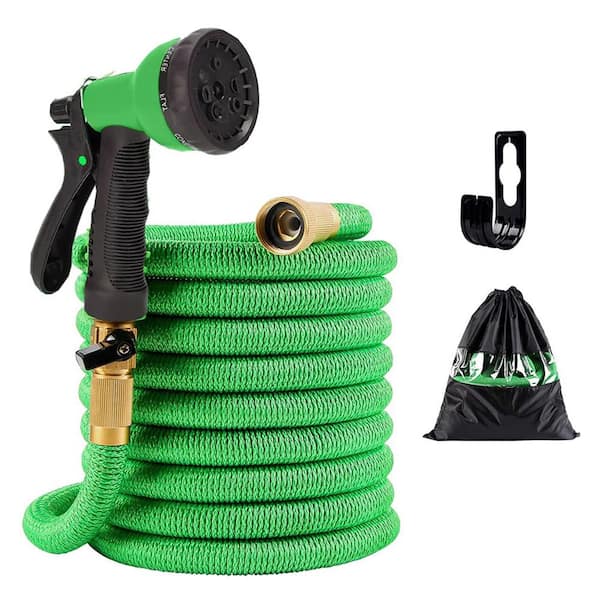 Alpulon 3/4 in. x 100 ft. Black Expandable Garden Hose Water Hose with 10-Function High