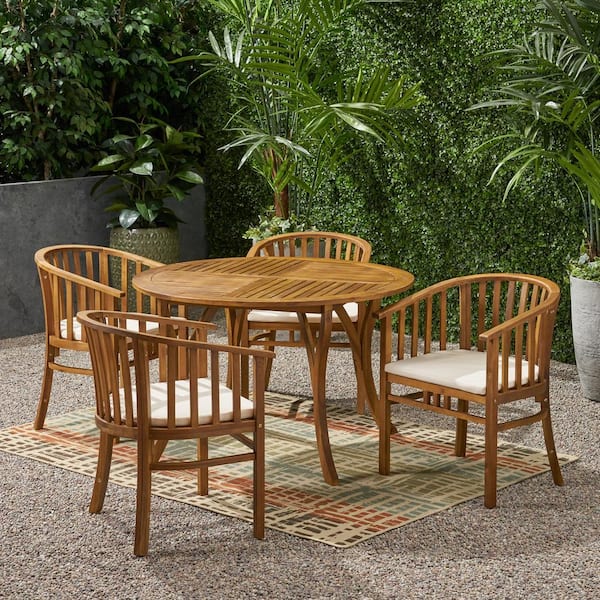 Round teak outdoor dining table online set