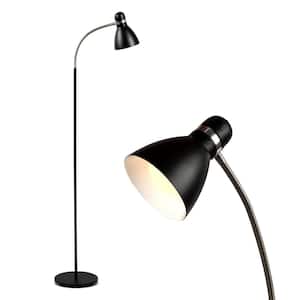 Avery 63 in. Classic Black Industrial 1-Light 3-Way Dimming LED Floor Lamp with Black Metal Cone Shade