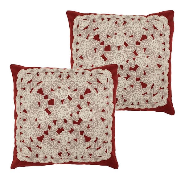 Creative Home Ideas Gretta Burgundy Standard Pillow Cover (Set of 2)