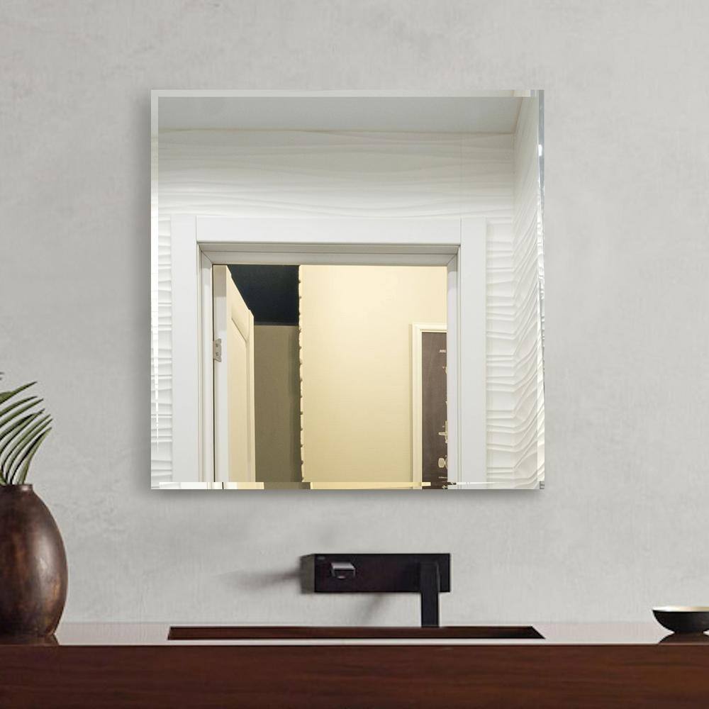 Elegant 18" Square Frameless Beveled Wall Mirror