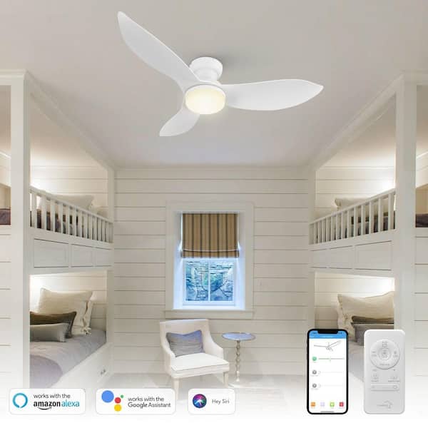 Daisy 45 in. Dimmable LED Indoor White Smart Ceiling Fan with Light and Remote, Works with Alexa and Google Home