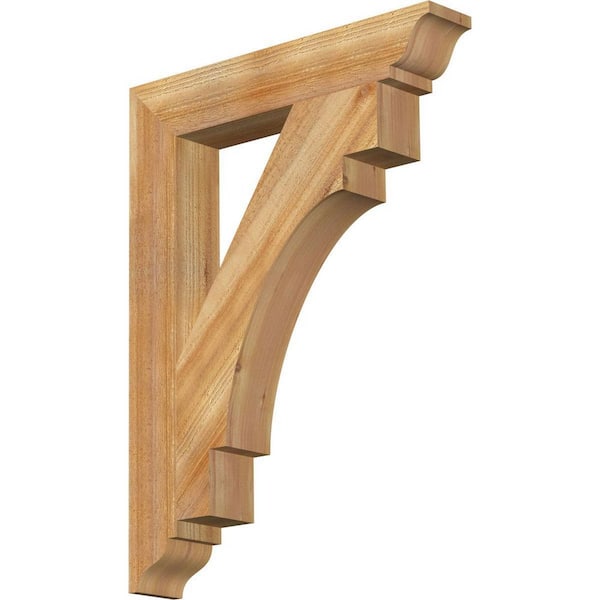 Ekena Millwork 4 in. x 32 in. x 24 in. Western Red Cedar Merced Traditional Rough Sawn Bracket