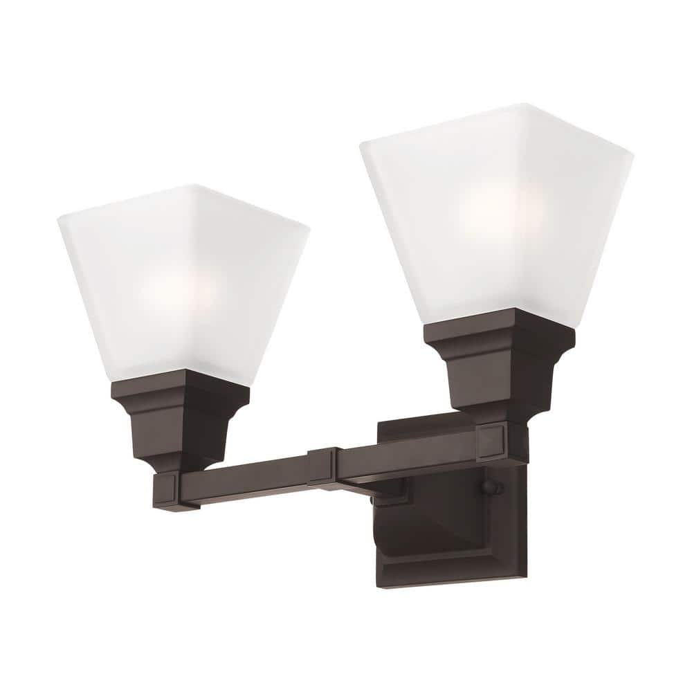 Polished Chrome 2-Light Vanity with Frosted Glass Shades