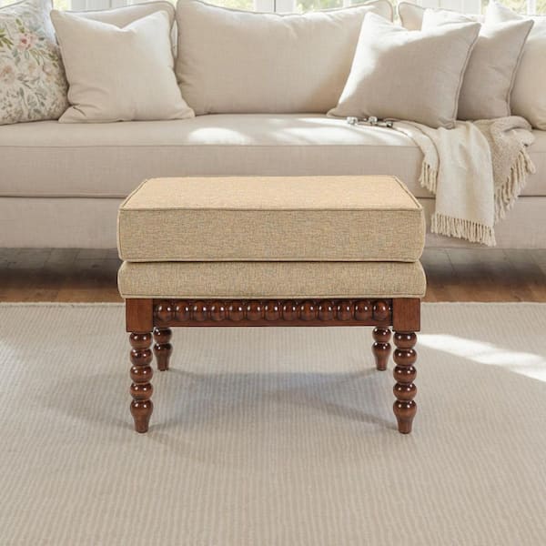 Designs4Comfort Elizabeth Tan Fabric Coffee Table Ottoman