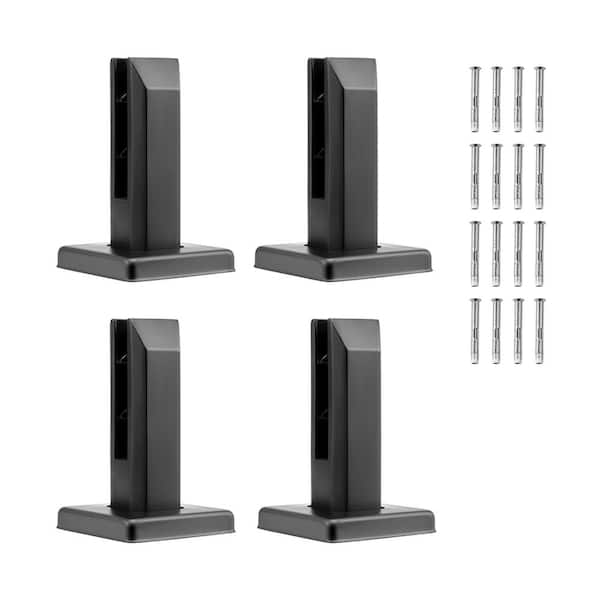 VEVOR Glass Clamp 4-Piece Railing Bracket 6.3 in. H x 4 in. W Black 304 Stainless Steel for 0.31 to 0.47 in. Stair Railing Kit