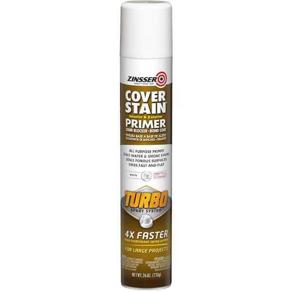 Zinsser Cover Stain 26 oz. Turbo White Oil-Based Interior/Exterior Primer and Sealer Spray (6-Pack)