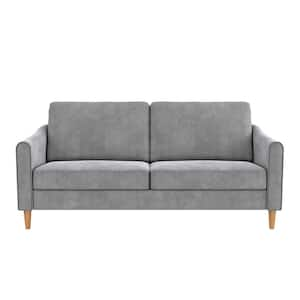 Mr. Kate Moon 73.5 in. Rectangle Upholstered Sofa with Curved Back, Gray Velvet