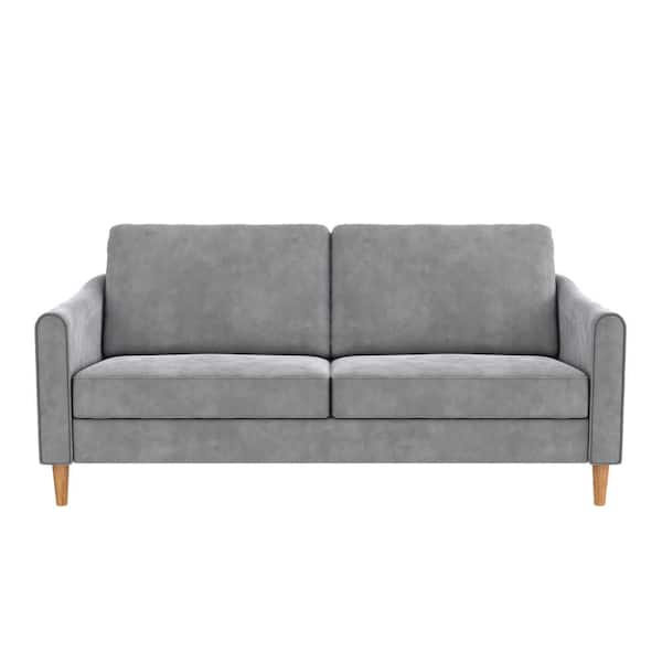Mr Kate Mr. Kate Moon 73.5 in. Rectangle Upholstered Sofa with Curved Back, Gray Velvet