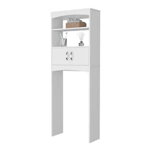 23.86 in. W x 64.69 in. H x 9.84 in. D White Over Toilet Storage with Doors