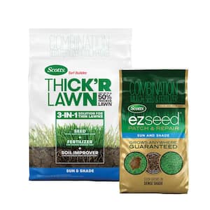 Turf Builder THICK'R LAWN and EZ Seed Patch & Repair for Sun & Shade Grass Seed, Fertilizer, and Soil Improver Bundle
