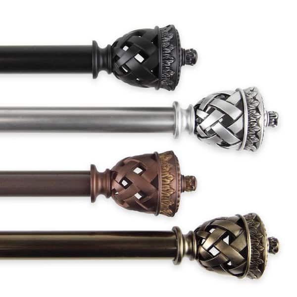 Rod Desyne 18 in. - 28 in. Telescoping Single Curtain Rod Kit in Black with Arielle Finial