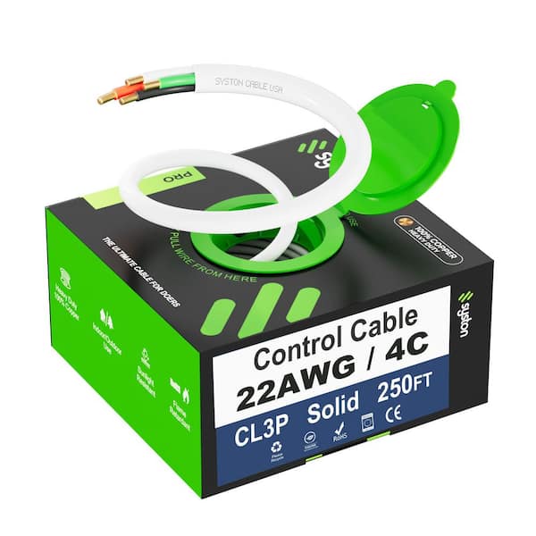 250 ft. 22/4 White CMP Plenum Rated Solid Copper Fire Security Burglar Station Sound Alarm Control Wire Indoor/Outdoor