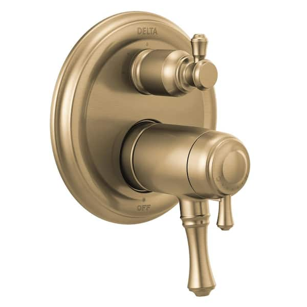 Cassidy Gold 2-Handle Wall-Mount Valve Trim Kit with 3-Setting Int Div in Champagne Bronze (Valve not Included)