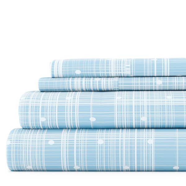 Becky Cameron 4-Piece Aqua Geometric Microfiber Full Sheet Set
