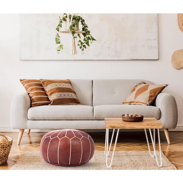 Pouf Ottoman en Cuir Marron | Confortable et Écologique – Décorateur