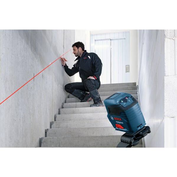 Bosch 50 ft. Cross Line Laser Level Self Leveling with VisiMax Technology,  L-Bracket Adjustable Mount and Hard Carrying Case GLL 50 - The Home Depot