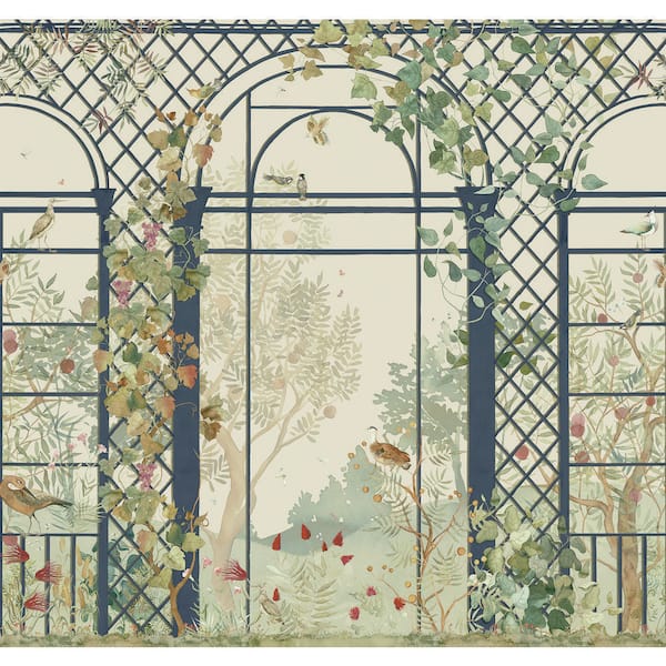 Whisper Green Botanical Greenhouse Print Non Woven Non-Pasted Textured Wallpaper 102 sq. ft.