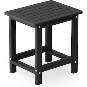 16.73 in. H Black Square Single Layer Plastic Adirondack Outdoor Patio Side Table