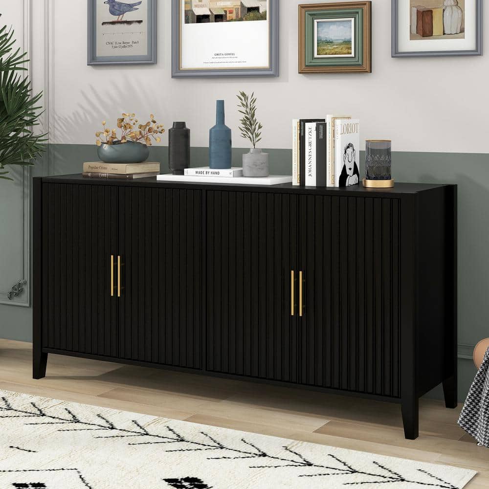 Harper & Bright Designs Black MDF 63.1 in. W. Sideboard