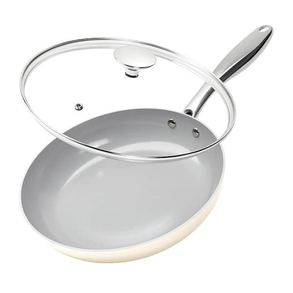 2 qt Aluminum Nonstick Saute Pan with Lid, Healthy Non Toxic Coating, Oven Safe, Ergonomic Handle, 1-Pack