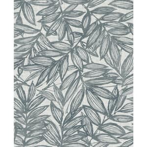 Rhythmic Denim Leaf Wallpaper