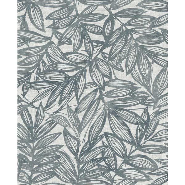 A-Street Prints Blue Rhythmic Leaf Wallpaper Sample