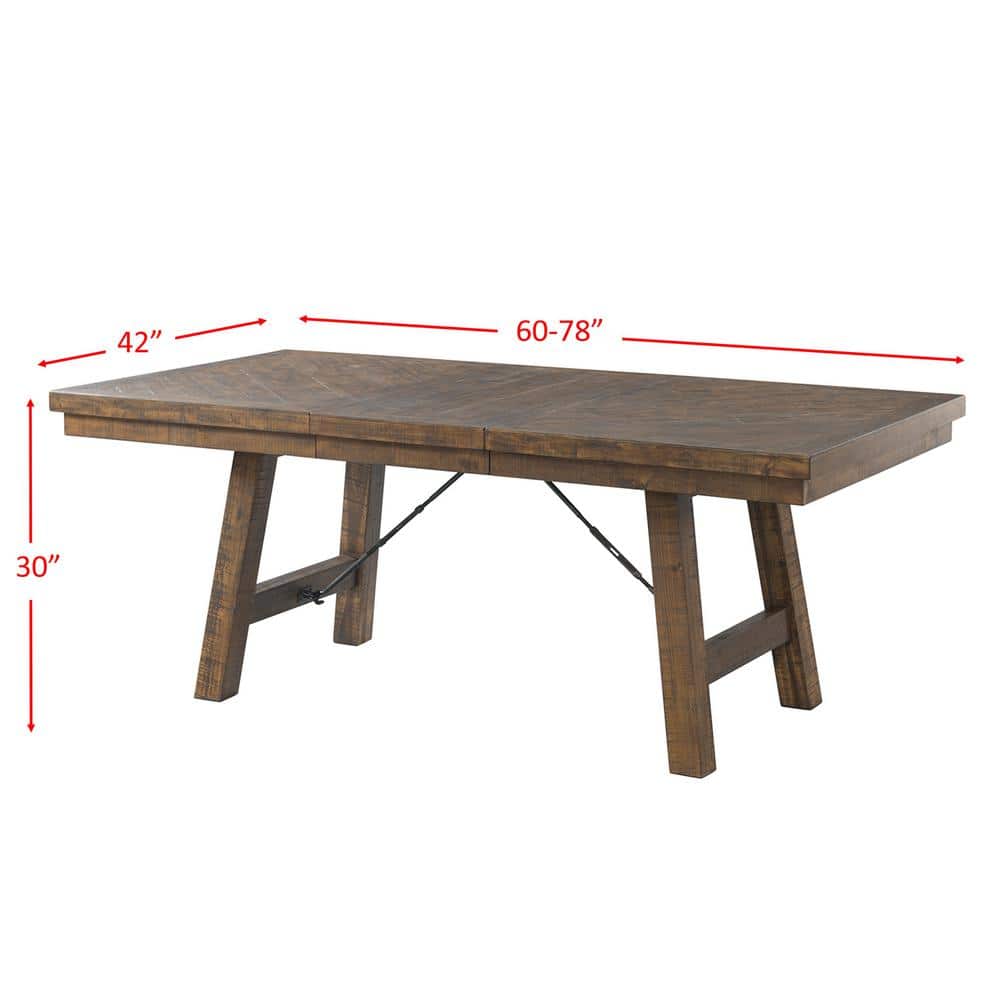 Rustic Flair Extendable Dining Table in Smokey Walnut with Turnbuckle Accents