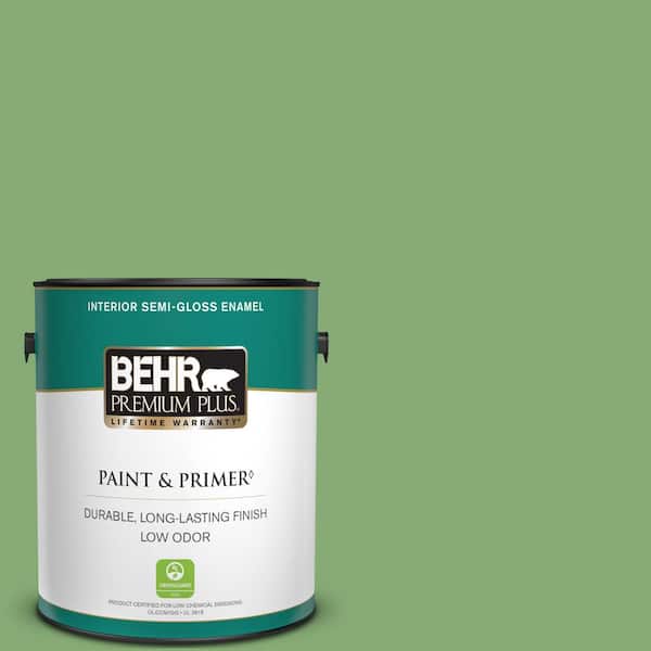 BEHR PREMIUM PLUS 1 gal. #440D-5 Pesto Semi-Gloss Enamel Low Odor Interior Paint & Primer
