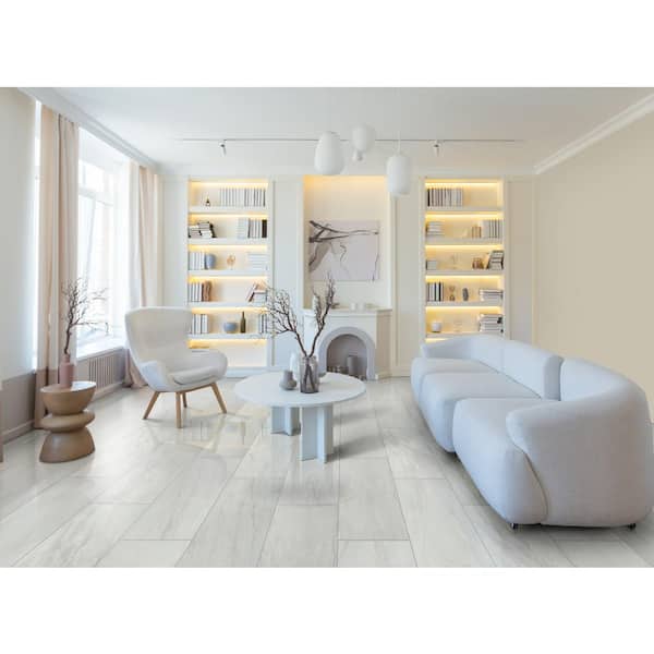 Anastasia Grey 12 in. x 24 in. Polished Porcelain Floor and Wall Tile (16 sq. ft./Case)