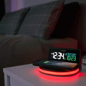 Qi-Certified Wireless Charging Alarm Clock with Glowing Light Base