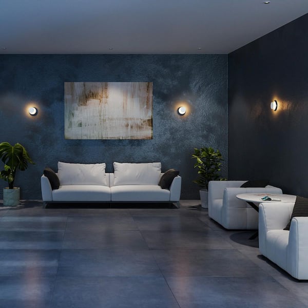 Moonglow 7 in. 1-Light White Dimmable Wall Sconce with Selectable 4CCT 2700K-3000K-3500K-4000K