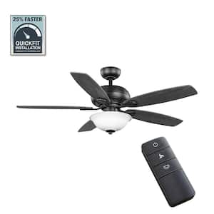 Southwind II 52 in. Indoor LED Matte Black Ceiling Fan with Light Kit, Reversible Blades and Remote Control