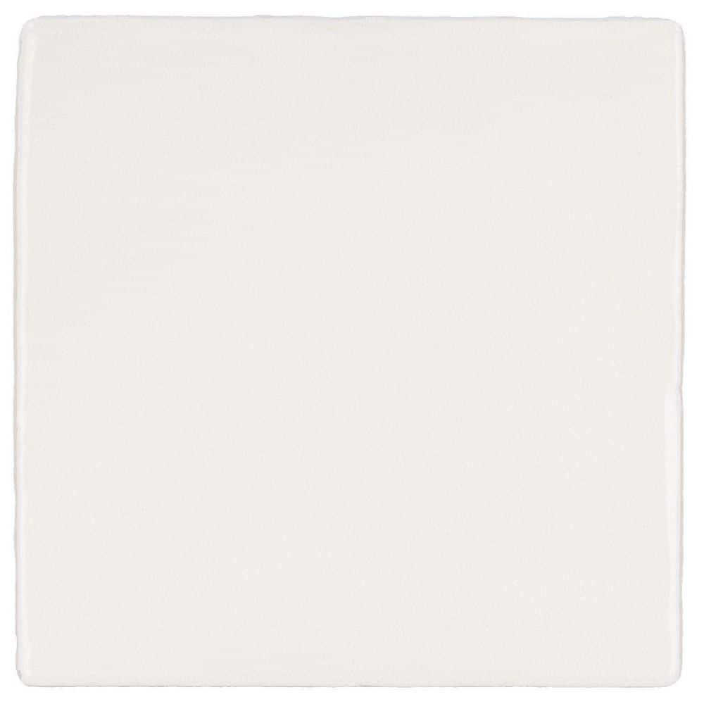 Fion Keissi White 4 in. x 4 in. Mediterranean-Inspired Glossy Ceramic Wall 