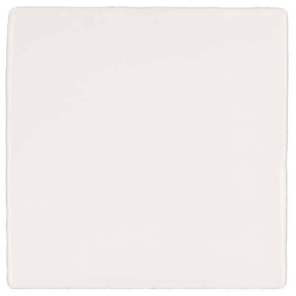 ANDOVA Fion Keissi White 4 in. x 4 in. Mediterranean-Inspired Glossy Ceramic Wall Tile Sample