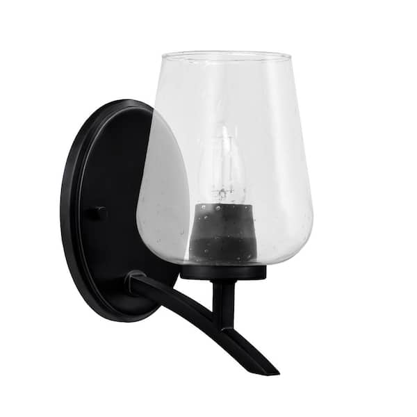 Unbranded Siena 5 in. 1-Light Matte Black Sconce with 5 in. Clear Bubble Glass Shade No Bulb Included