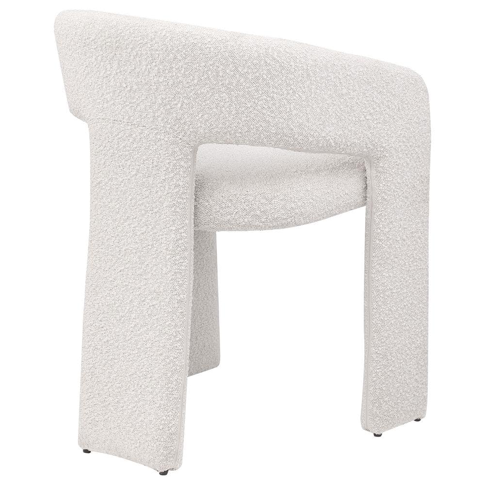 Cream Boucle Upholstered Contemporary Arm Side Chair