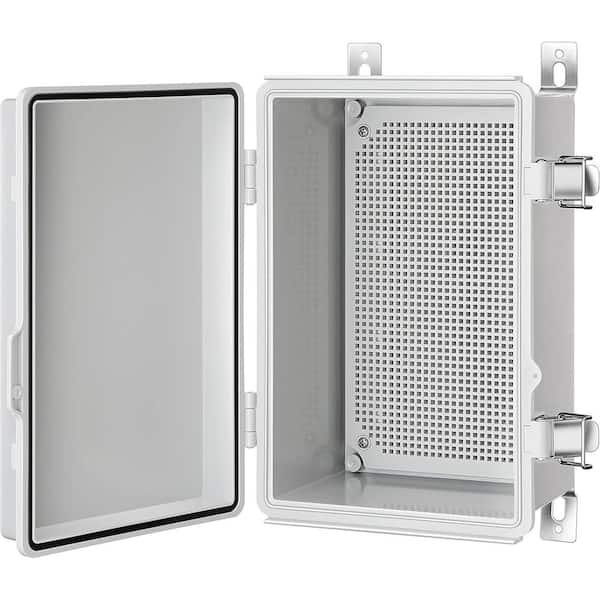 Lukyamzn 5.5 in. D x 7.5 in. W x 11.4 in. H Plastic Gray Enclosure Electrical Box Project with Mounting Plate and Wall Bracket