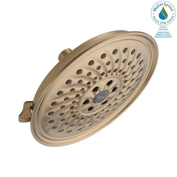 Delta 3-Spray Patterns 1.75 GPM 8.25 in. Wall Mount Fixed Shower Head with H2Okinetic in Champagne Bronze