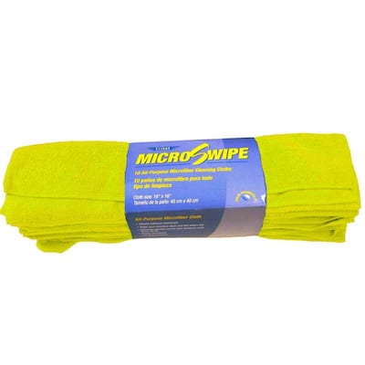 16 in. x 16 in. Yellow MicroSwipe and Microfiber Cleaning Cloths (10-Pack)