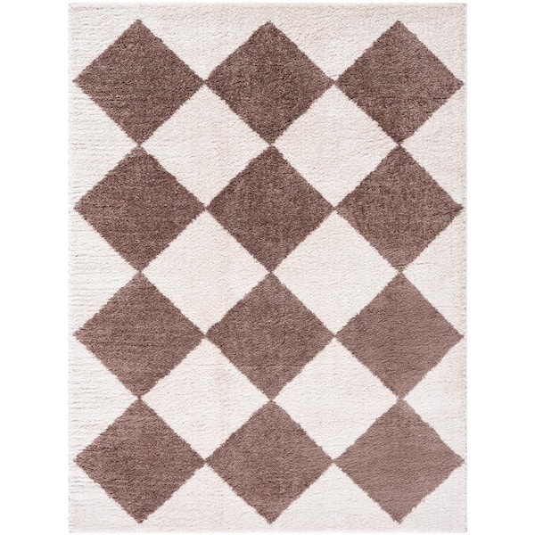 Livabliss Fossay Shag Brown 5 ft. x 7 ft. Modern Indoor Area Rug