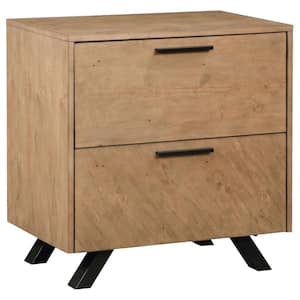 Taylor Light Honey Brown 2-Drawer Rectangular Nightstand with Dual USB Ports