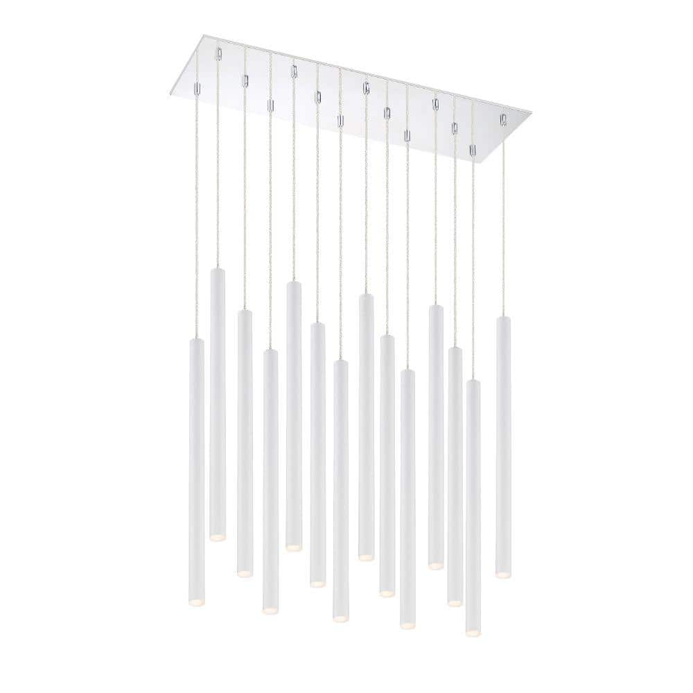 Forest 5 W 14 Light Chrome Integrated LED Shaded Chandelier with Matte Whit