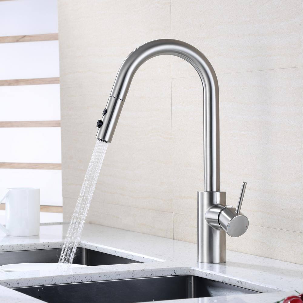 Brushed Nickel Single Handle Pull Down Kitchen Faucet